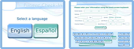 Hitcents Health Care Kiosk Patient Check-In screens